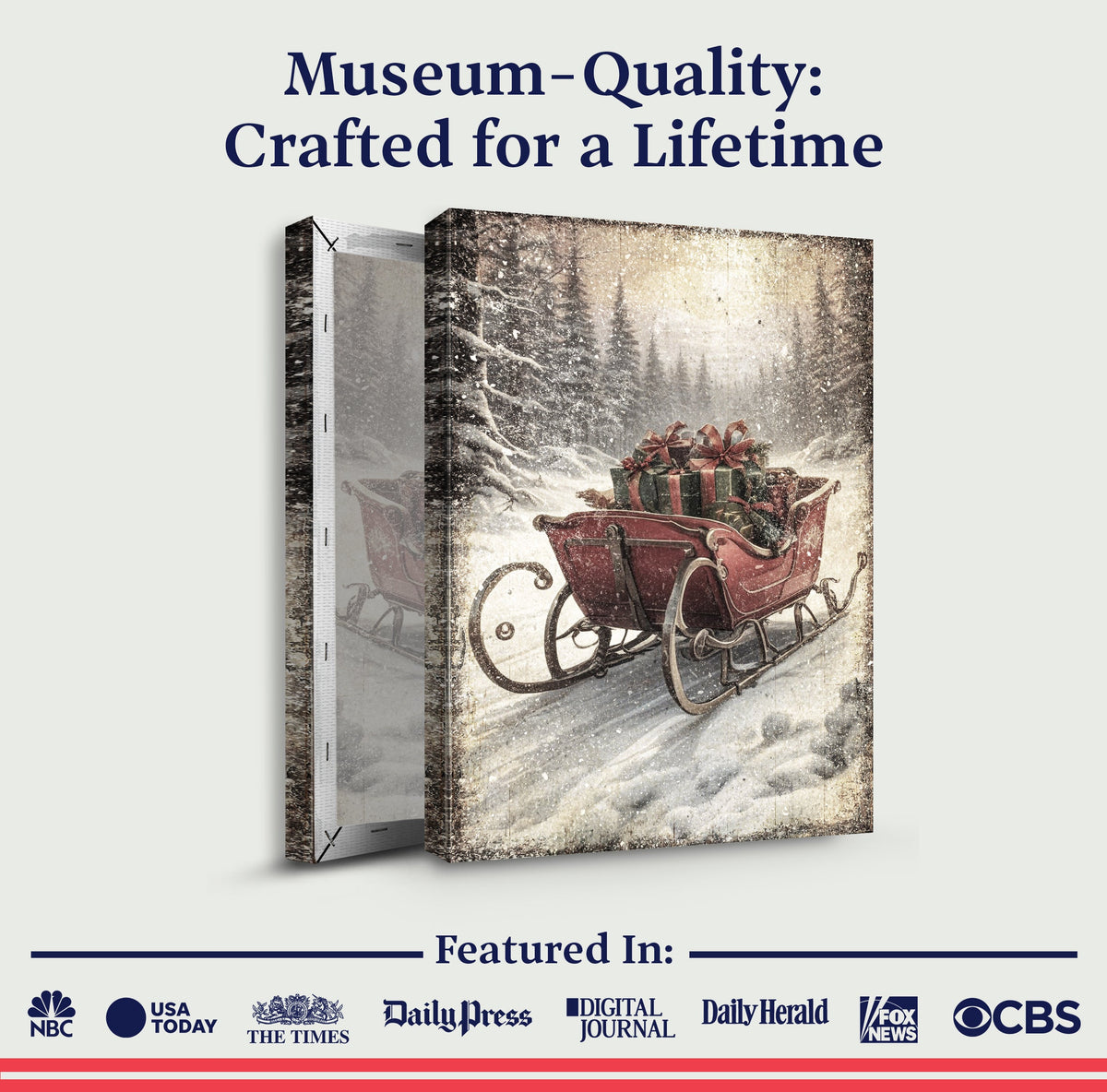 Vintage Christmas Sleigh Sled Wall Art IV, photo 4 of 8