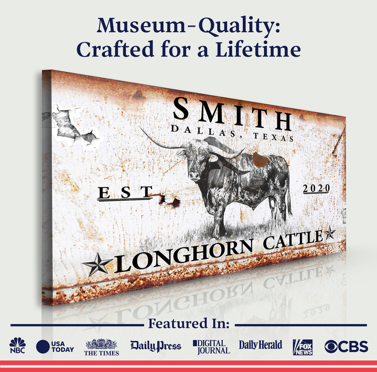 Longhorn Rustic Cattle Sign III, photo 3 of 8