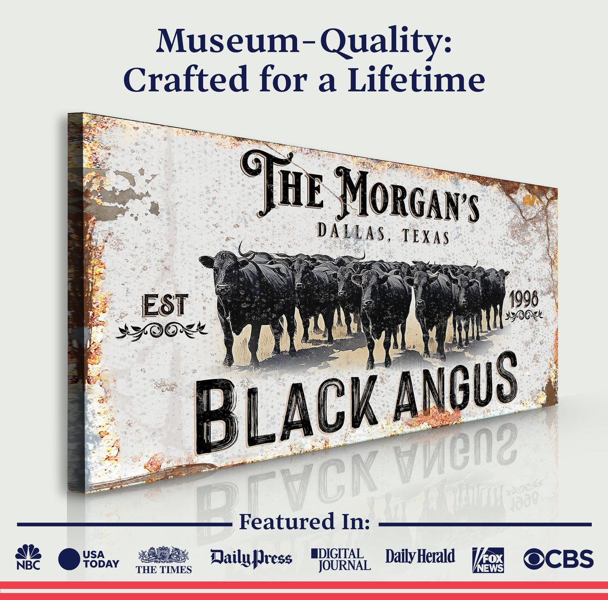 Personalized Black Angus Cattle Sign II, photo 4 of 8