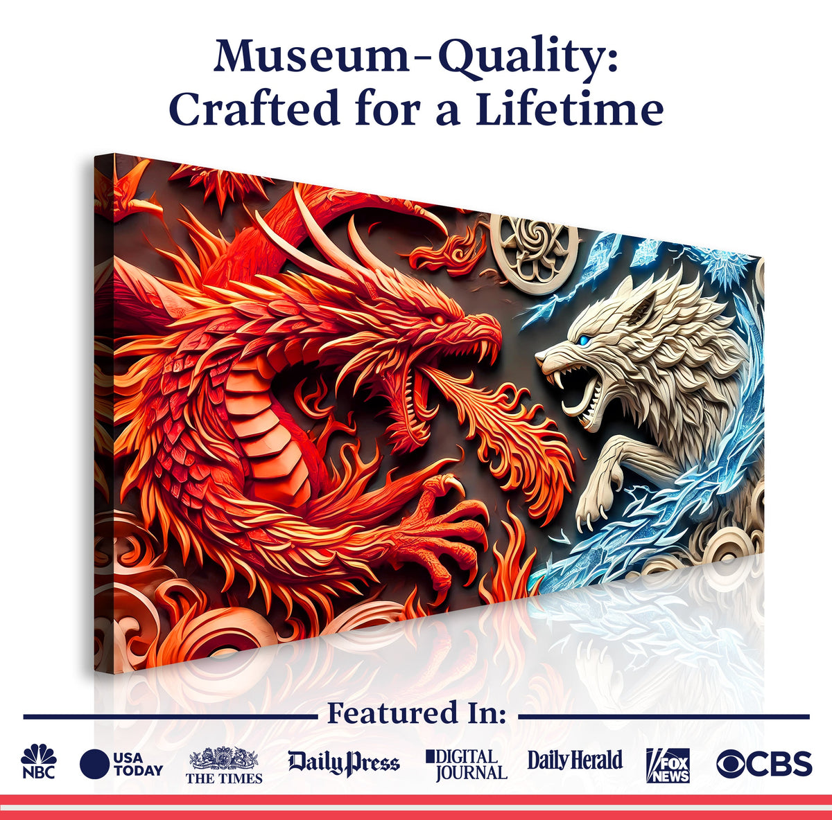3D Dragon and Wolf Wall Art V, photo 6 of 10