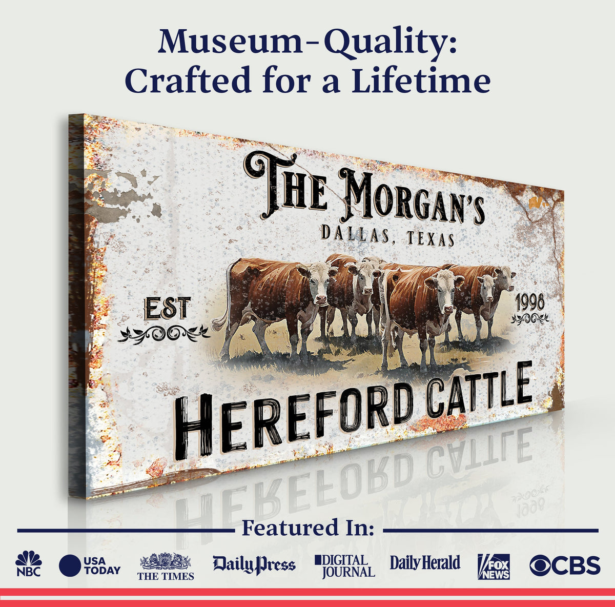 Personalized Hereford Cattle Sign II, photo 4 of 8