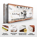 Longhorn Rustic Cattle Sign II