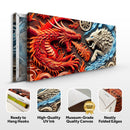 3D Dragon and Wolf Wall Art V