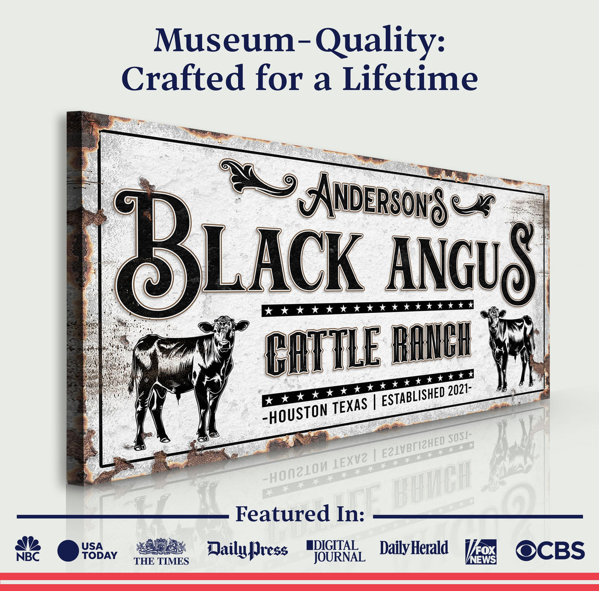 Personalized Black Angus Cattle Sign, photo 5 of 8
