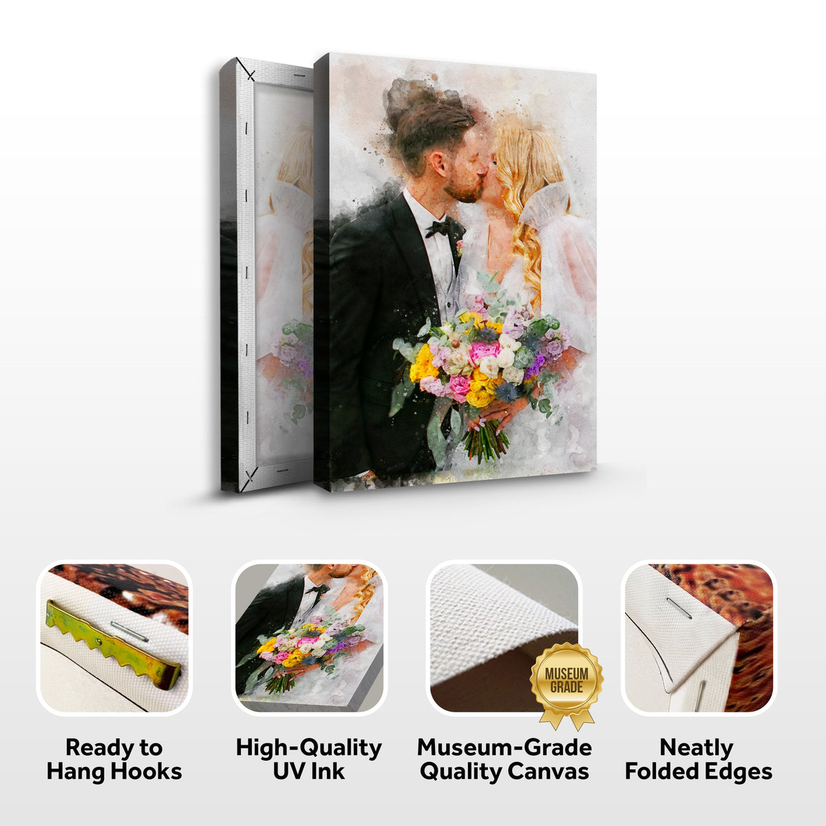 Custom Wedding Watercolor Portrait, photo 6 of 8