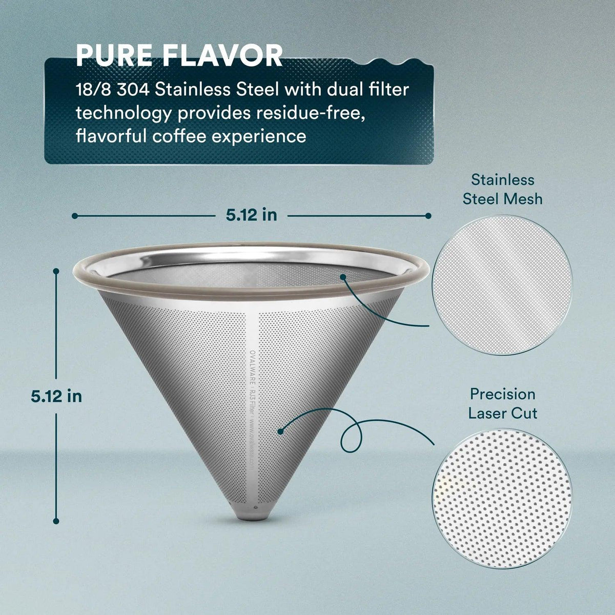 Stainless Steel Coffee Filters, dimensions drawing
