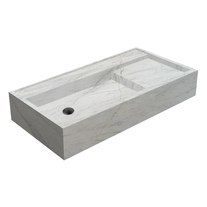 Imperial Marble Modern Rectangular Sink Wall-mount Bathroom Sink (W)18" (L)48" (H)8"