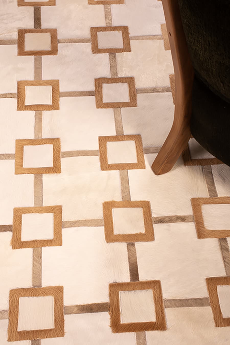 IN SITU - Custom Cowhide Rug, installed in a room