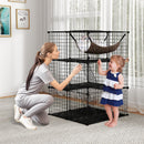 Indoor Cat Cage 3-Tier Cat Enclosure Detachable Metal Wire Kennel-Black