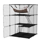 Indoor Cat Cage 3-Tier Cat Enclosure Detachable Metal Wire Kennel-Black by LJGDeals