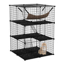 Indoor Cat Cage 3-Tier Cat Enclosure Detachable Metal Wire Kennel-Black