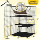 Indoor Cat Cage 3-Tier Cat Enclosure Detachable Metal Wire Kennel-Black