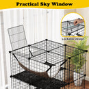 Indoor Cat Cage 3-Tier Cat Enclosure Detachable Metal Wire Kennel-Black
