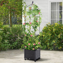 Indoor Outdoor Raised Garden Bed with Trellis and Self-Drainage and Wheels-Black by LJGDeals