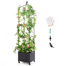Indoor Outdoor Raised Garden Bed with Trellis and Self-Drainage and Wheels-Black