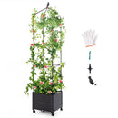 Indoor Outdoor Raised Garden Bed with Trellis and Self-Drainage and Wheels-Black by LJGDeals