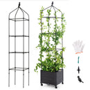 Indoor Outdoor Raised Garden Bed with Trellis and Self-Drainage and Wheels-Black by LJGDeals