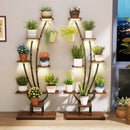 Indoor Plant Stand with Grow Lights Tall 8-Tier Corner Metal Plant Shelf