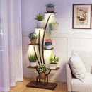 Indoor Plant Stand with Grow Lights Tall 8-Tier Corner Metal Plant Shelf by LJGDeals