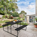 Indoor and Outdoor Folding Picnic Table Bench Set with Wood-like Texture by LJGDeals