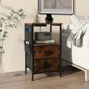 Industrial Bedside Table with USB Ports and AC Outlets for Bedroom Living Room by LJGDeals