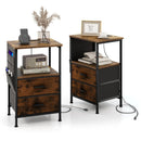 Industrial Bedside Table with USB Ports and AC Outlets for Bedroom Living Room by LJGDeals