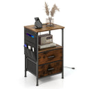 Industrial Bedside Table with USB Ports and AC Outlets for Bedroom Living Room by LJGDeals