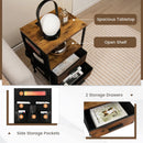 Industrial Bedside Table with USB Ports and AC Outlets for Bedroom Living Room by LJGDeals