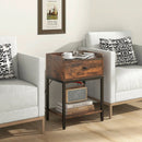 Industrial Bedside Table Nightstand with Charging Station-Rustic Brown by LJGDeals