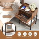 Industrial Bedside Table Nightstand with Charging Station-Rustic Brown by LJGDeals