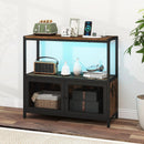 Industrial Coffee Bar Cabinet with LED Lights and Charging Station-Rustic Brown by LJGDeals