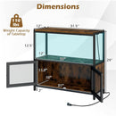 Industrial Coffee Bar Cabinet with LED Lights and Charging Station-Rustic Brown by LJGDeals