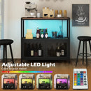 Industrial Coffee Bar Cabinet with LED Lights and Charging Station-Rustic Brown by LJGDeals
