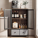 Industrial Coffee Bar Cabinet with 2-Tier Storage Compartment by LJGDeals
