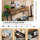 2 Drawers Industrial Console Table with Steel Frame for Small Space-Rustic Brown by LJGDeals