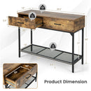 2 Drawers Industrial Console Table with Steel Frame for Small Space-Rustic Brown by LJGDeals