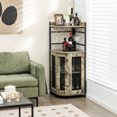 Corner Bar Cabinet with Glass Holder and Adjustable Shelf by DirectDeals