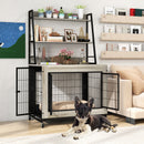 Industrial Dog Kennel Dog Crate Furniture with Storage Shelves-Gray
