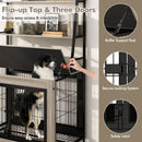 Industrial Dog Kennel Dog Crate Furniture with Storage Shelves-Gray