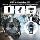 Industrial Drum Fan with 2 Wheels and 360-Degree Adjustable Tilt-Black by LJGDeals