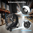 Industrial Drum Fan with 2 Wheels and 360-Degree Adjustable Tilt-Black by LJGDeals