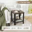 Industrial End Table 2-Tier Side Table-Black by LJGDeals