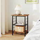 3-Tier End Table Space-Saving Nightstand Industrial Bedside Table for Living Room Bedroom-Rustic Brown by LJGDeals