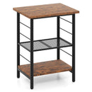 3-Tier End Table Space-Saving Nightstand Industrial Bedside Table for Living Room Bedroom-Rustic Brown by LJGDeals