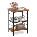3-Tier End Table Space-Saving Nightstand Industrial Bedside Table for Living Room Bedroom-Rustic Brown by LJGDeals