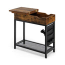 Industrial End Table with Charging Station and Flip Top-Rustic Brown by LJGDeals