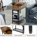 Industrial End Table with Charging Station and Flip Top-Rustic Brown by LJGDeals