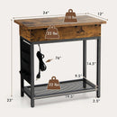 Industrial End Table with Charging Station and Flip Top-Rustic Brown by LJGDeals
