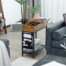 Industrial End Table with Charging Station and Flip Top-Rustic Brown by LJGDeals