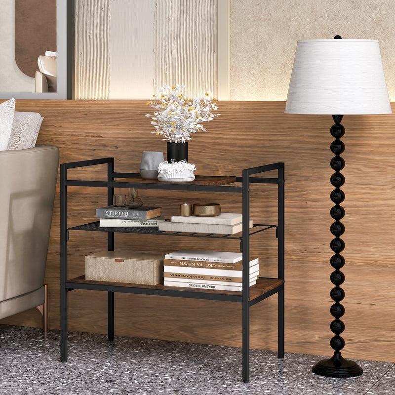 Industrial Entryway Table with Removable Panel and Mesh Shelf, photo 3 of 8